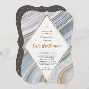 Invitation de confirmation de l'or Marble Agate