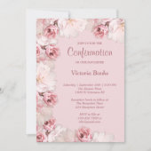 Invitation de confirmation de roses roses/blanches (Devant)