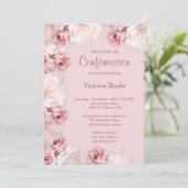 Invitation de confirmation de roses roses/blanches (Debout devant)