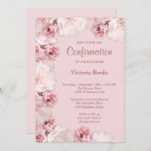Invitation de confirmation de roses roses/blanches (Devant / Derrière)
