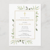 Invitation de confirmation de verdure Gold (Devant)