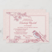 Invitation de confirmation d'oiseaux en fleurs de  (Devant / Derrière)