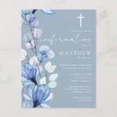 Invitation de confirmation d'or bleu bleu foncé (Devant)