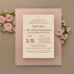 Invitation de confirmation d'or du Rose rustique