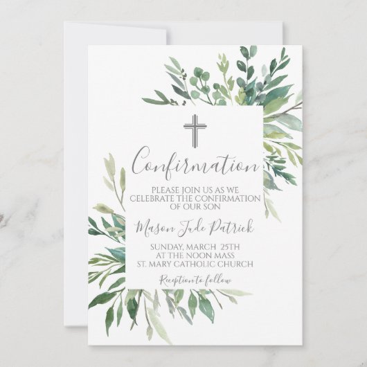 Invitation de confirmation du cadre vert (Devant)