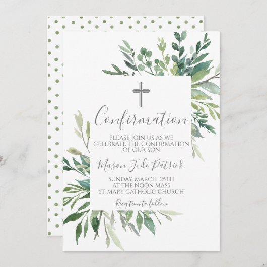 Invitation de confirmation du cadre vert (Devant / Derrière)