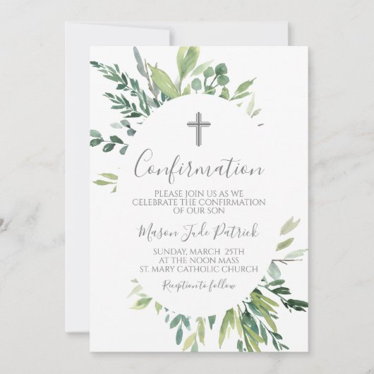 Invitation de confirmation du cadre vert (Devant)