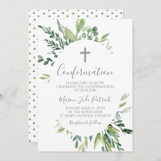 Invitation de confirmation du cadre vert (Devant / Derrière)