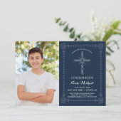 Invitation de confirmation du garçon - Photo avec  (Debout devant)