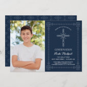 Invitation de confirmation du garçon - Photo avec  (Devant / Derrière)