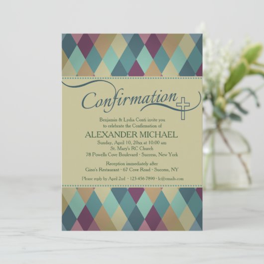 Invitation de confirmation du Motif diamant (Debout devant)