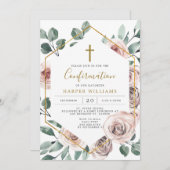 Invitation de confirmation du Rose Boho (Devant / Derrière)