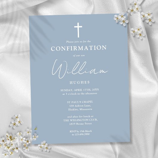 Invitation de confirmation Dusty Blue Minimalist