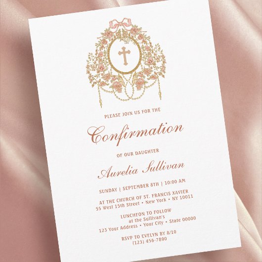 Invitation de confirmation élégante de la Sainte C
