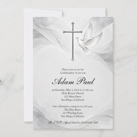 Invitation de confirmation élégante et moderne de (Devant)
