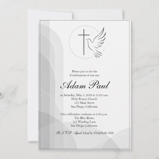 Invitation de confirmation élégante moderne de col (Devant)