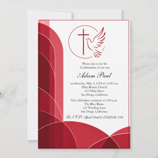 Invitation de confirmation élégante moderne de col (Devant)