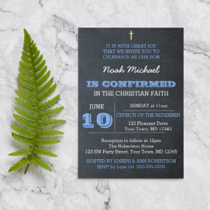 Invitation de confirmation en bleu Chalkboard