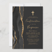 Invitation de confirmation en or avec agate noire (Devant)