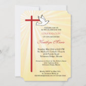 Invitation de confirmation fille croix colombe ray (Devant)