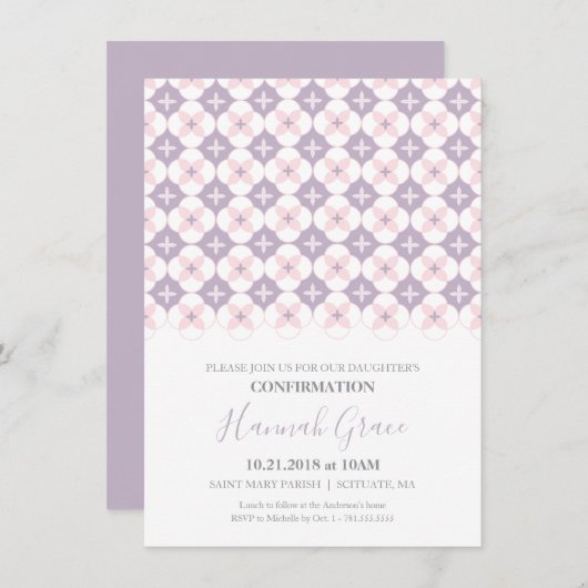 Invitation de confirmation - Fille simple, personn (Devant / Derrière)