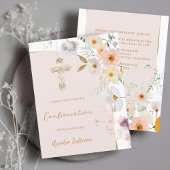 Invitation de confirmation Fleur sauvage Pastel