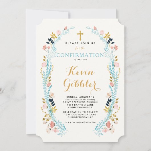 Invitation de confirmation Floral Laurel (Devant)