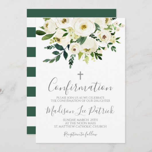 Invitation de confirmation florale (Devant / Derrière)