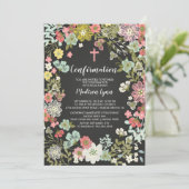 Invitation de confirmation Florale Chalkboard (Debout devant)