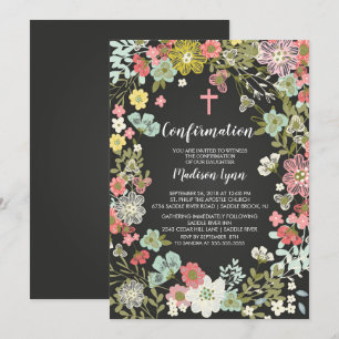 Invitation de confirmation Florale Chalkboard