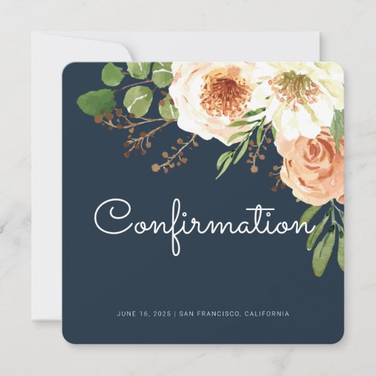 Invitation de confirmation florale d'aquarelle mod (Devant)