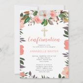 Invitation de confirmation florale de Corail Blush (Devant)