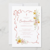 Invitation de confirmation florale rose (Devant)