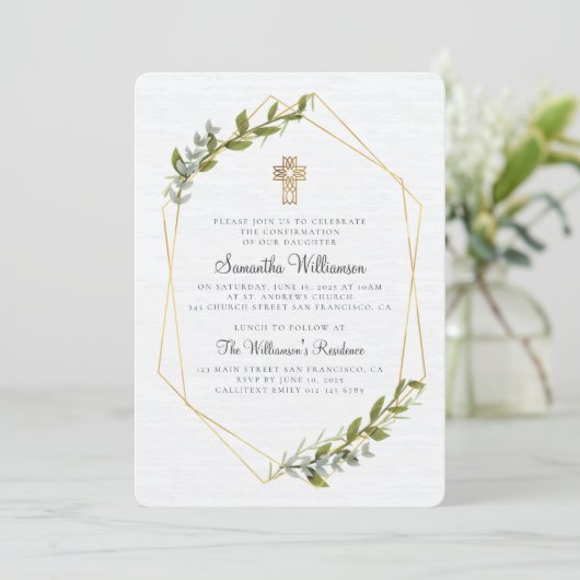 Invitation de confirmation géométrique Rustique (Debout devant)