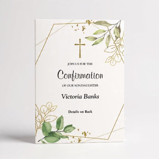 Invitation de confirmation Greenery Gold