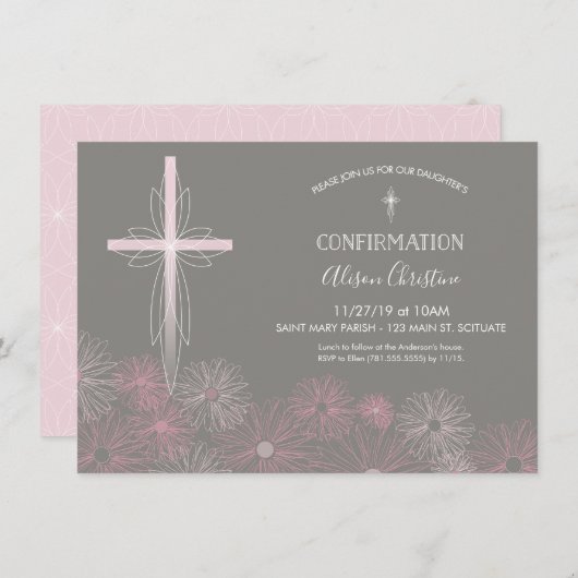 Invitation de confirmation - Invitation de fille a (Devant / Derrière)
