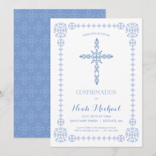 Invitation de confirmation, Invitation élégant ave (Devant / Derrière)