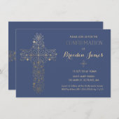 Invitation de confirmation - Invitation Gold Cross (Devant / Derrière)