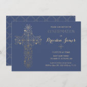 Invitation de confirmation - Invitation Gold Cross (Devant / Derrière)