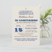 Invitation de confirmation Marine Blue & Silver (Debout devant)
