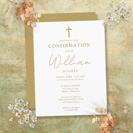 Invitation de confirmation minimaliste moderne en 