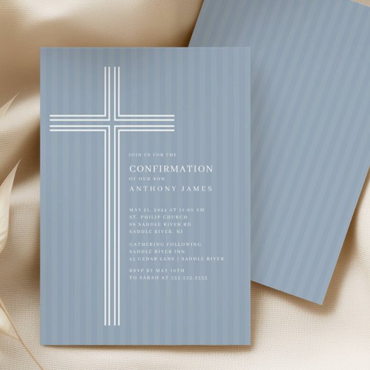 Invitation de confirmation moderne Croix Bleue