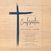 Invitation de confirmation moderne pour garçons av (Recto)