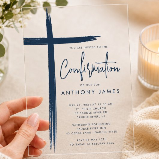 Invitation de confirmation moderne pour garçons av