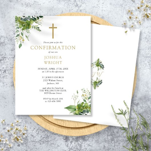 Invitation de confirmation Monogramme de verdure