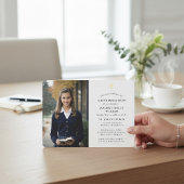 Invitation de confirmation photo avec croix dorée 