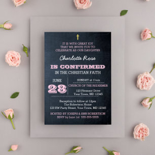 Invitation de confirmation Pink Chalkboard