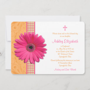 Invitation de confirmation Pink Gerber Orange Plai