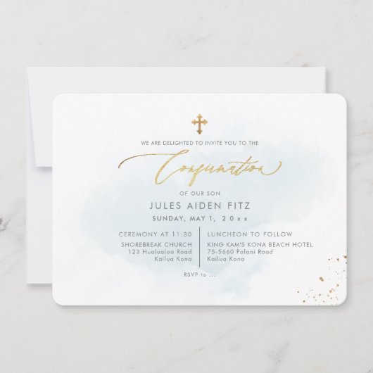 Invitation de confirmation PixDezines H2 Blue Wash (Devant)