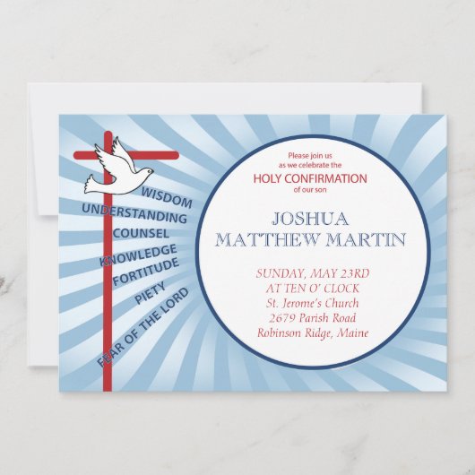 Invitation de confirmation Rayons Bleus (Devant)